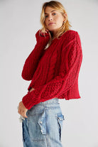 Cutting Edge Cable Pullover - Cranberry by Free People | 25 South Boutiques