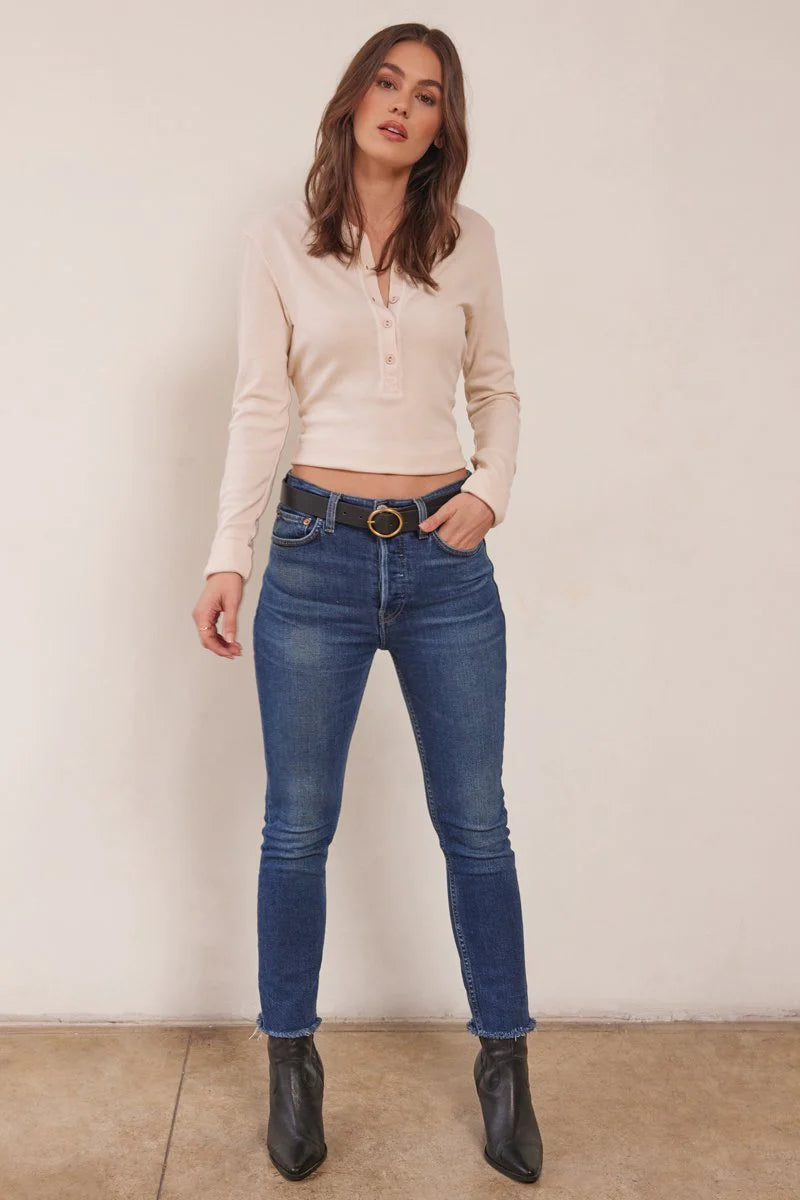Ava Crop Thermal - Cream by LA Made — alternate view