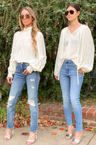 Shiny Paris Long Sleeve Blouse - Cream by Ramy Brook — view 3