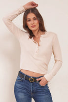 Ava Crop Thermal - Cream by LA Made | 25 South Boutiques