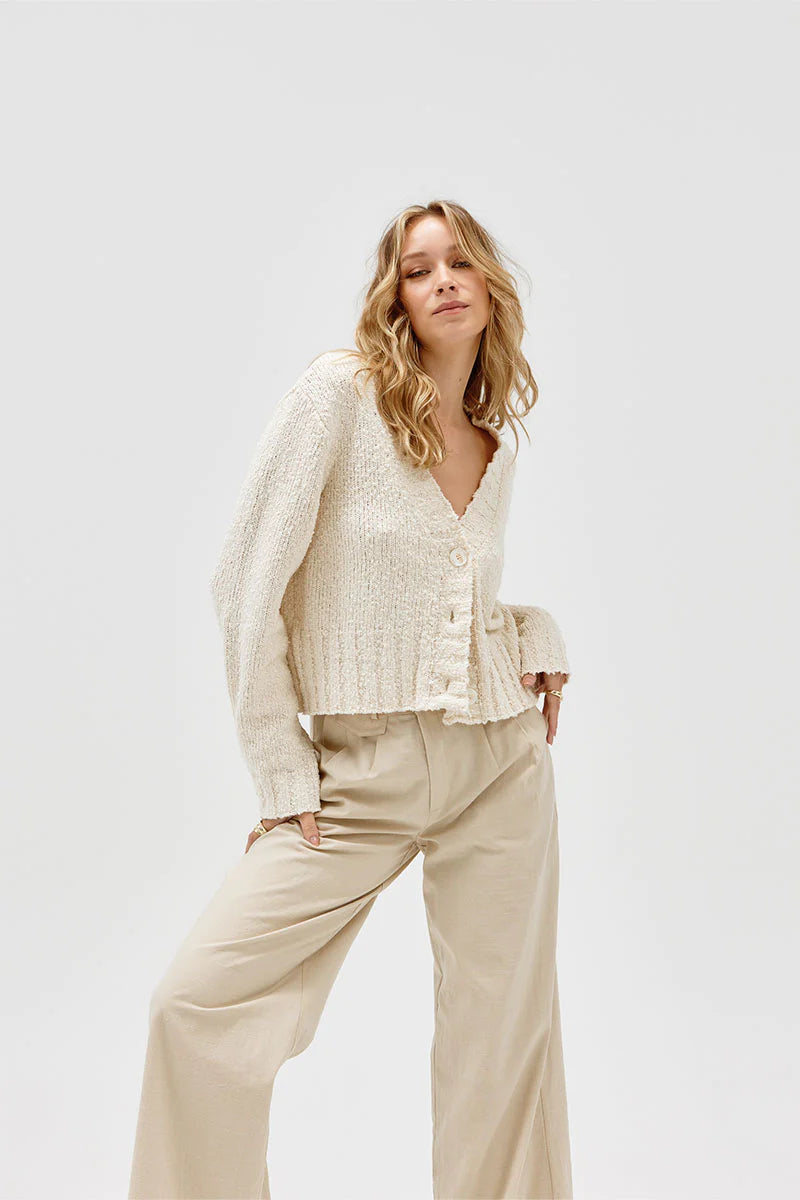 Inverse Crop Cardigan - Cream by Sovere — view 5