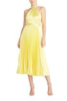 Crossover Neckline Satin Midi Dress - Lemon by ML Monique Lhuillier | 25 South Boutiques