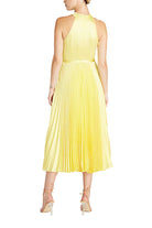 Crossover Neckline Satin Midi Dress - Lemon by ML Monique Lhuillier — view 4