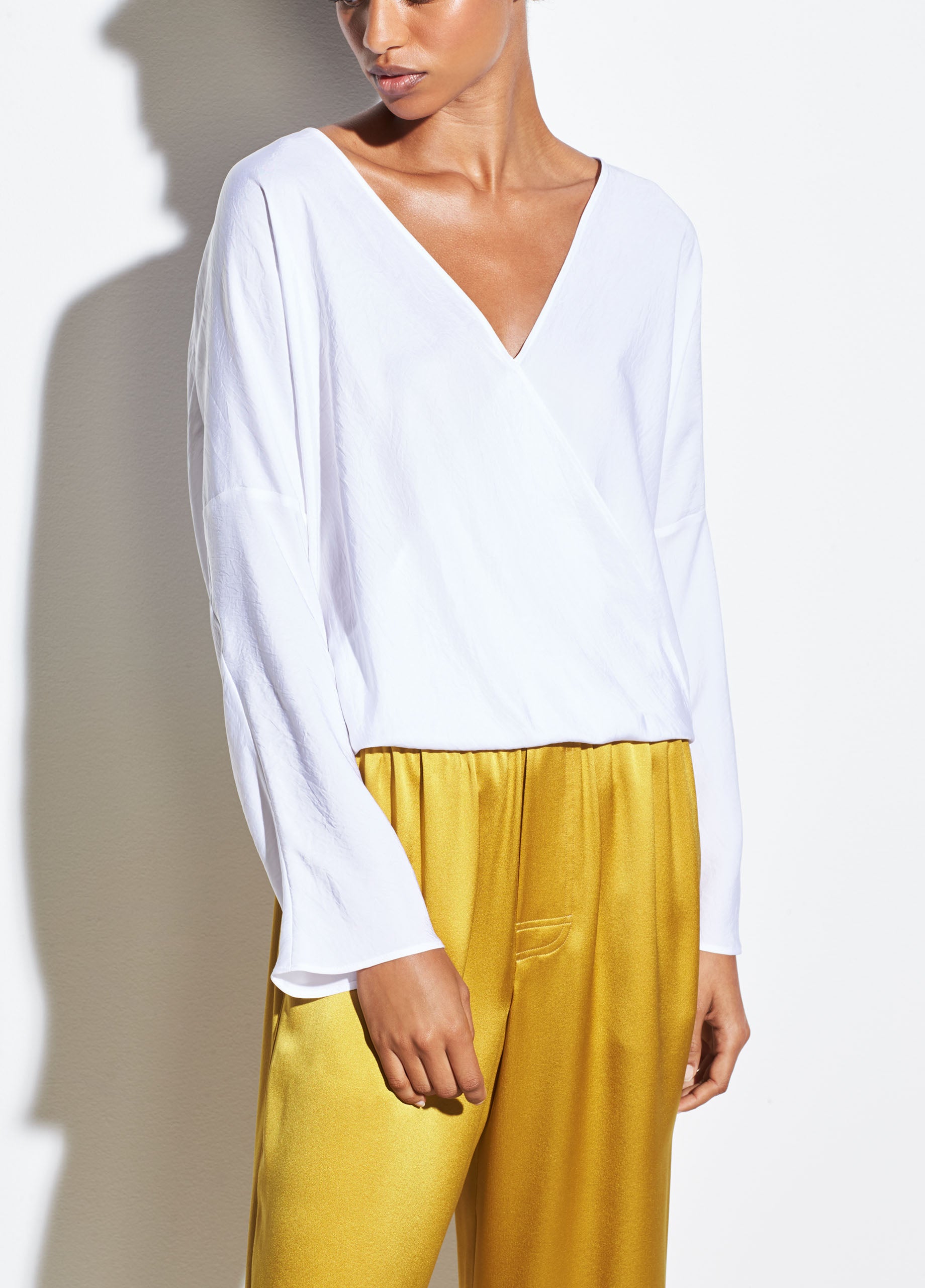 Crossover Blouse - Optic White by Vince — view 4