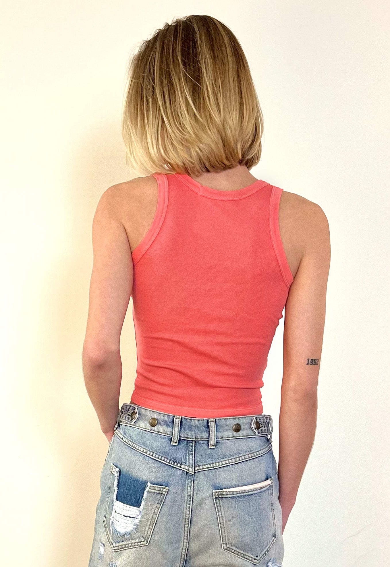 Crop Scoop Tank - Orange by Crown Jewel — alternate view