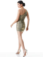 Cruz Ruched Mini Dress - Gold by Alice & Olivia — alternate view