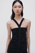 Darya Compact Rib Midi Dress - Black by Jonathan Simkhai — alternate view
