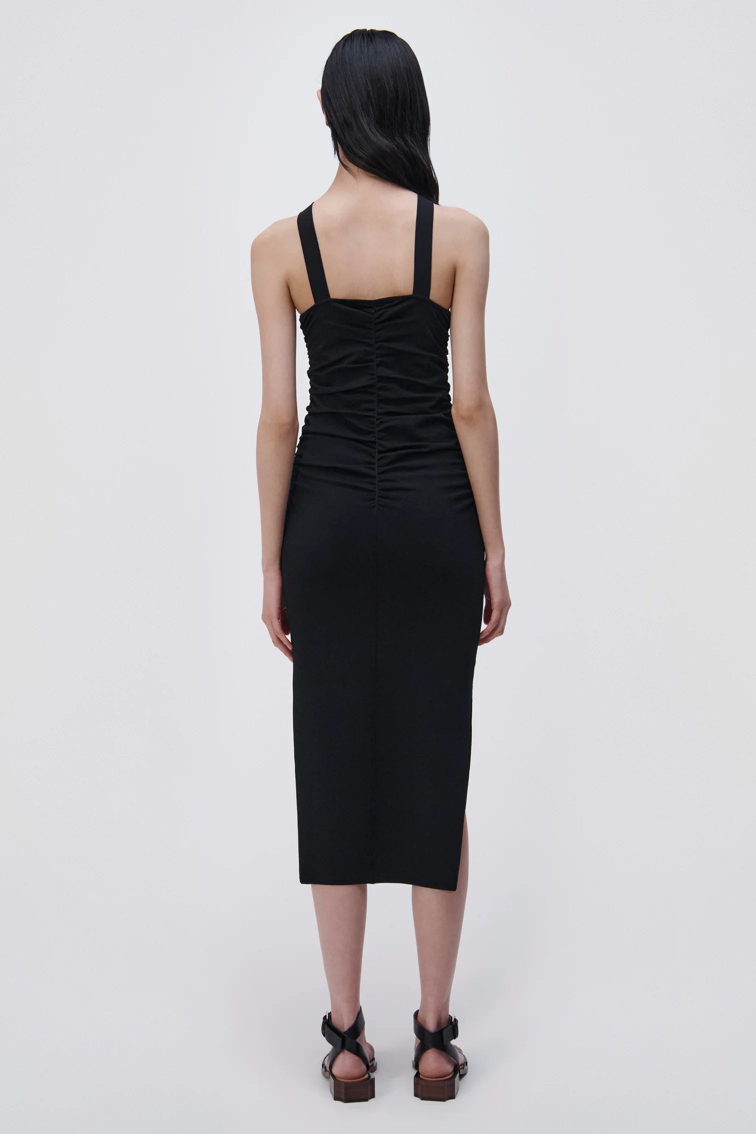 Darya Compact Rib Midi Dress - Black by Jonathan Simkhai — view 6
