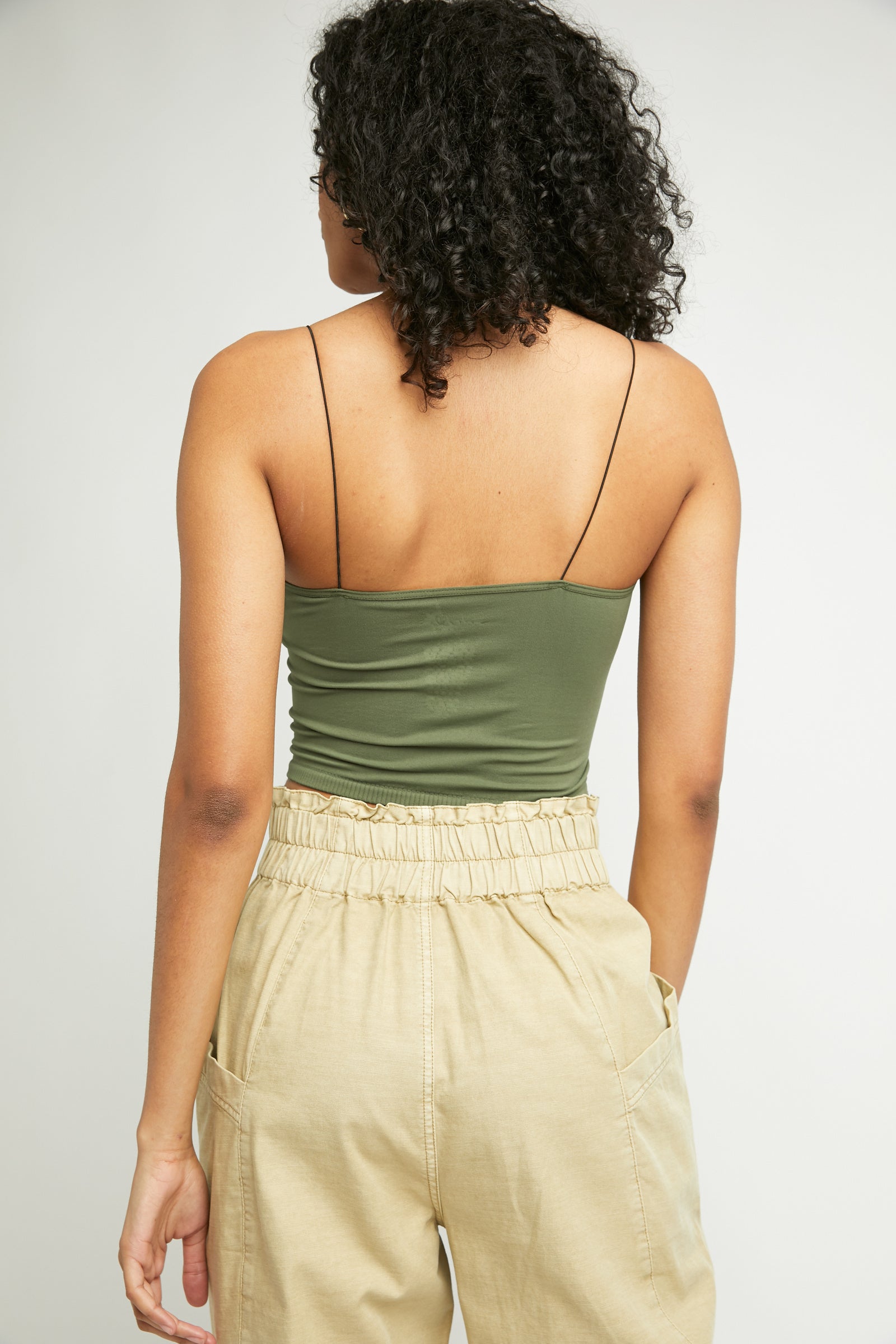 Skinny Strap Seamless Brami - Deep Army by Free People — view 3