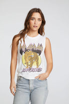 Def Leppard Love Bites Muscle Crop Tee - White by Chaser — alternate view