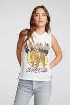 Def Leppard Love Bites Muscle Crop Tee - White by Chaser | 25 South Boutiques