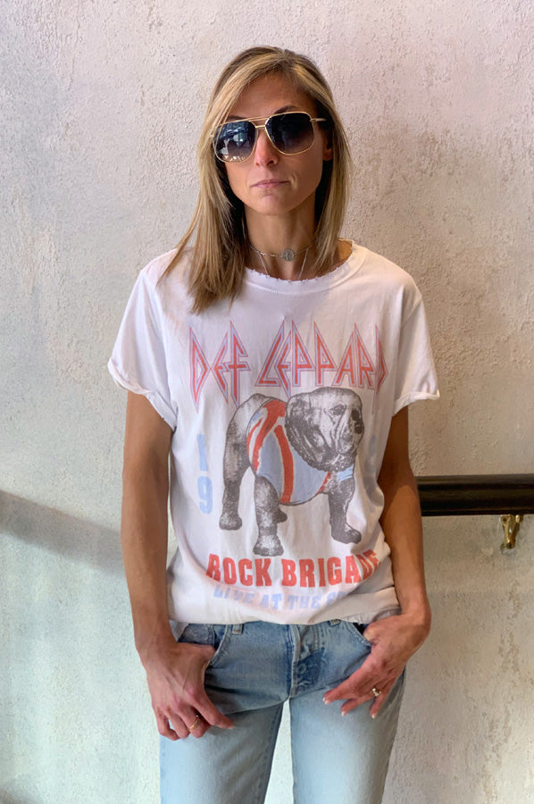 Def Leppard Rock Brigade Vintage Tee - White by Recycled Karma — view 3