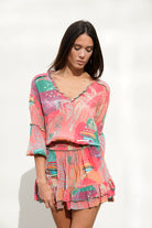 Deniz Dress - Pink Abstract Jungle by Taj by Sabrina Crippa — view 3