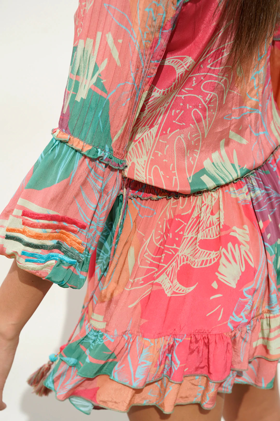 Deniz Dress - Pink Abstract Jungle by Taj by Sabrina Crippa — view 4