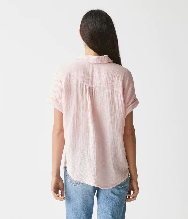 Bailey Gauze Button Down Shirt - Rose by Michael Stars — view 4