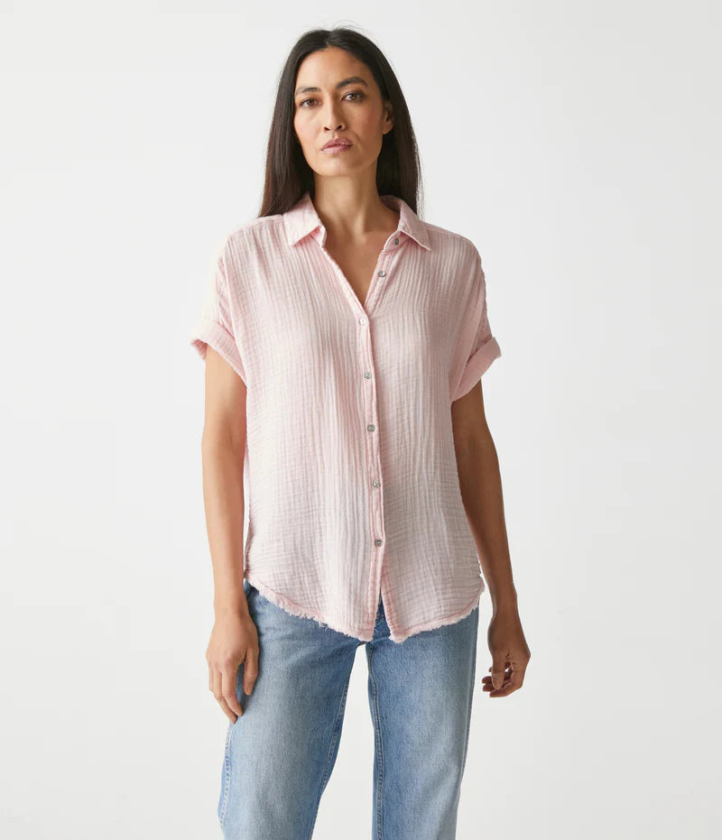 Bailey Gauze Button Down Shirt - Rose by Michael Stars | 25 South Boutiques