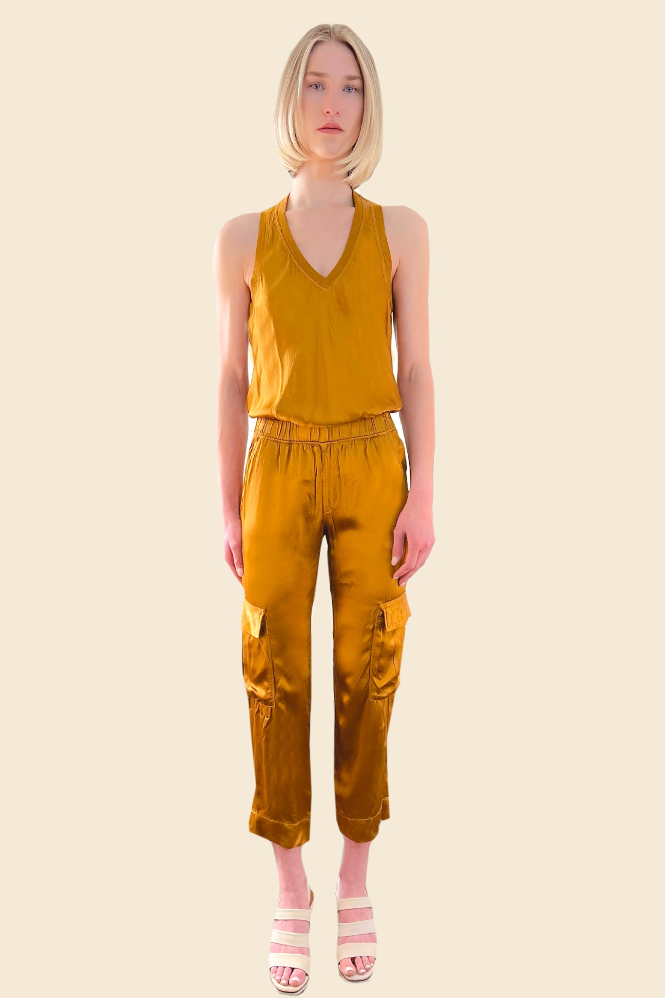 Silky Cargo Pant - Dijon by LA Made | 25 South Boutiques