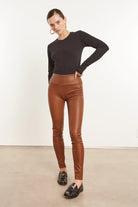 Ankle Leather Legging - Dark Cognac by SPRWMN — alternate view