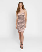 Techno Metal V-Bar Mini Dress - Dusty Pink by Nicole Miller | 25 South Boutiques