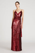 Amiel Sequins Wrap Dress - Merlot by Halston | 25 South Boutiques