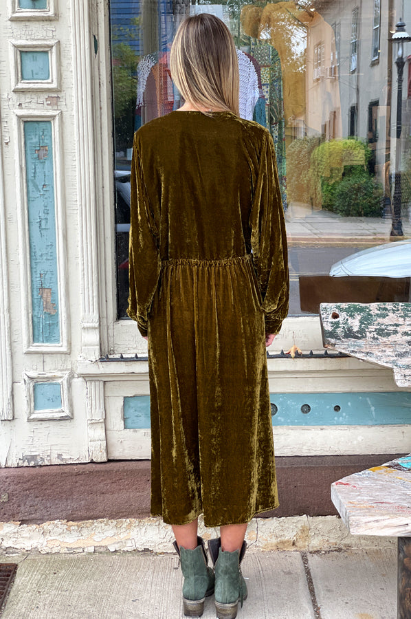 Velvet Dress - Olive by Tandem — view 4