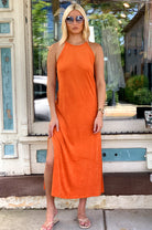 Emma Dress Loop Terry - Tangerine by Southcott | 25 South Boutiques