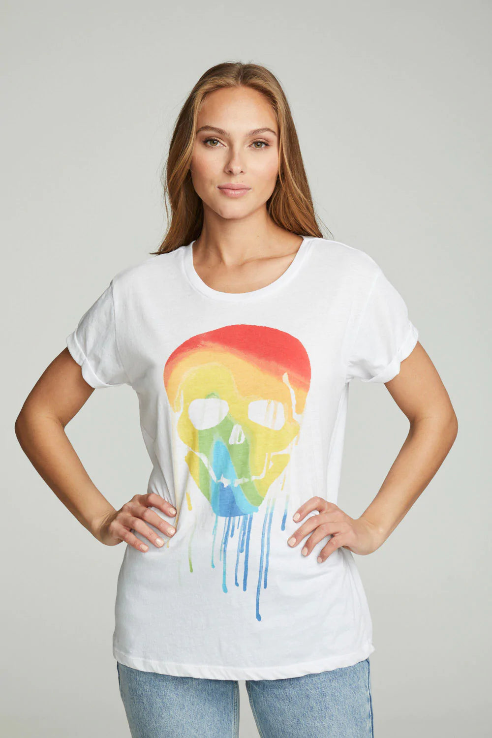 Drippy Skull Shirt - White by Chaser | 25 South Boutiques