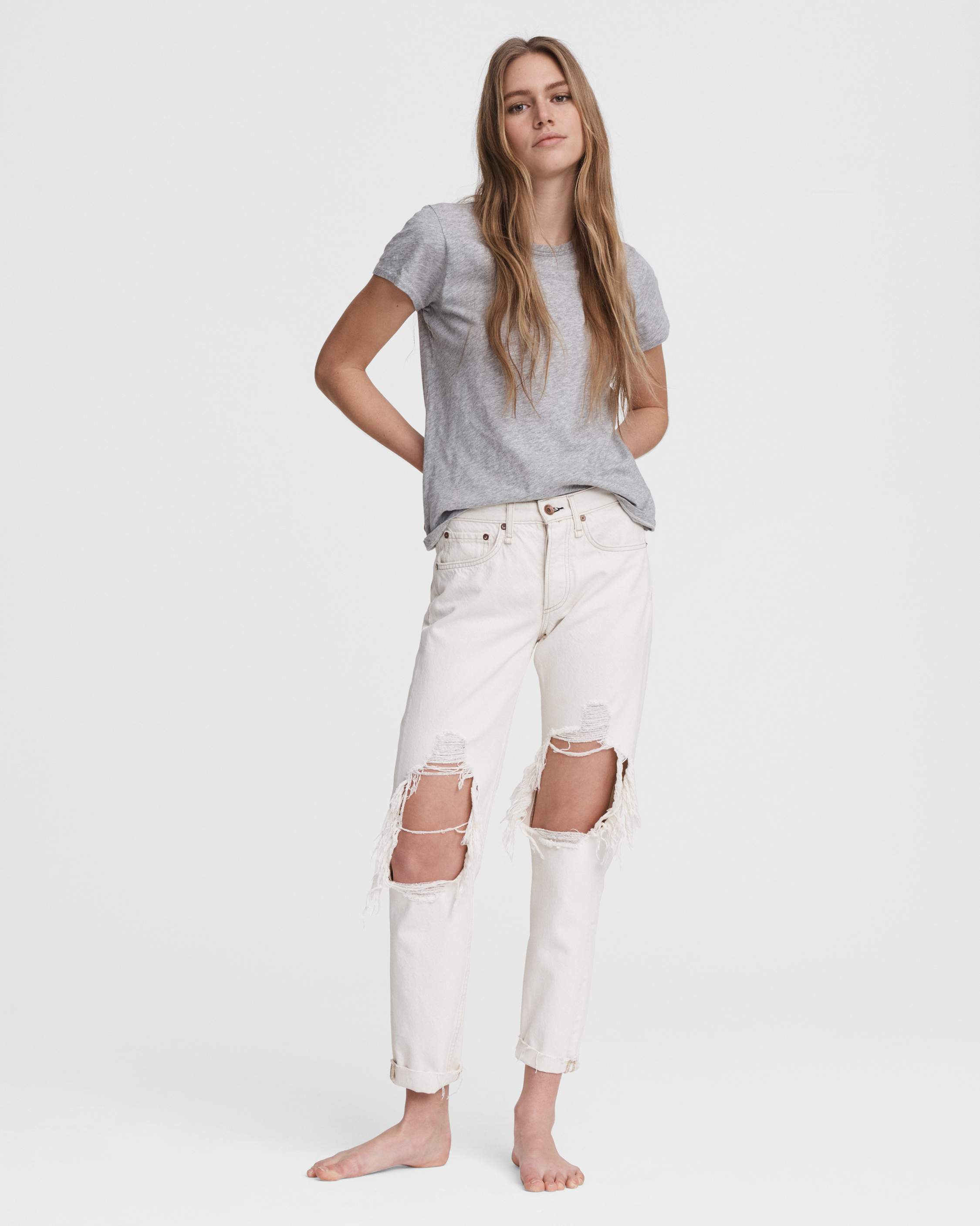 Rosa Mid Rise Boyfriend - Ecru by Rag & Bone | 25 South Boutiques