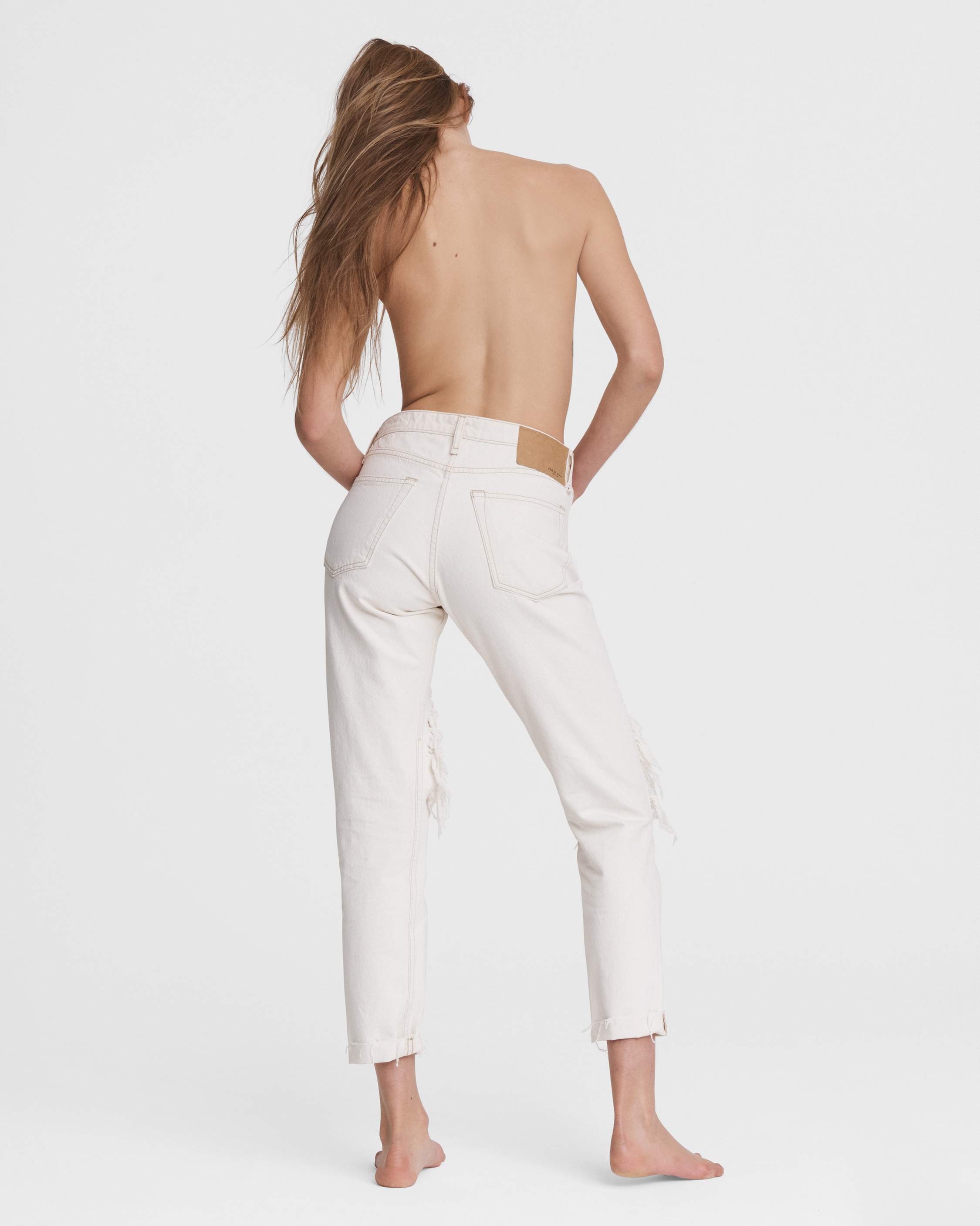Rosa Mid Rise Boyfriend - Ecru by Rag & Bone — view 5