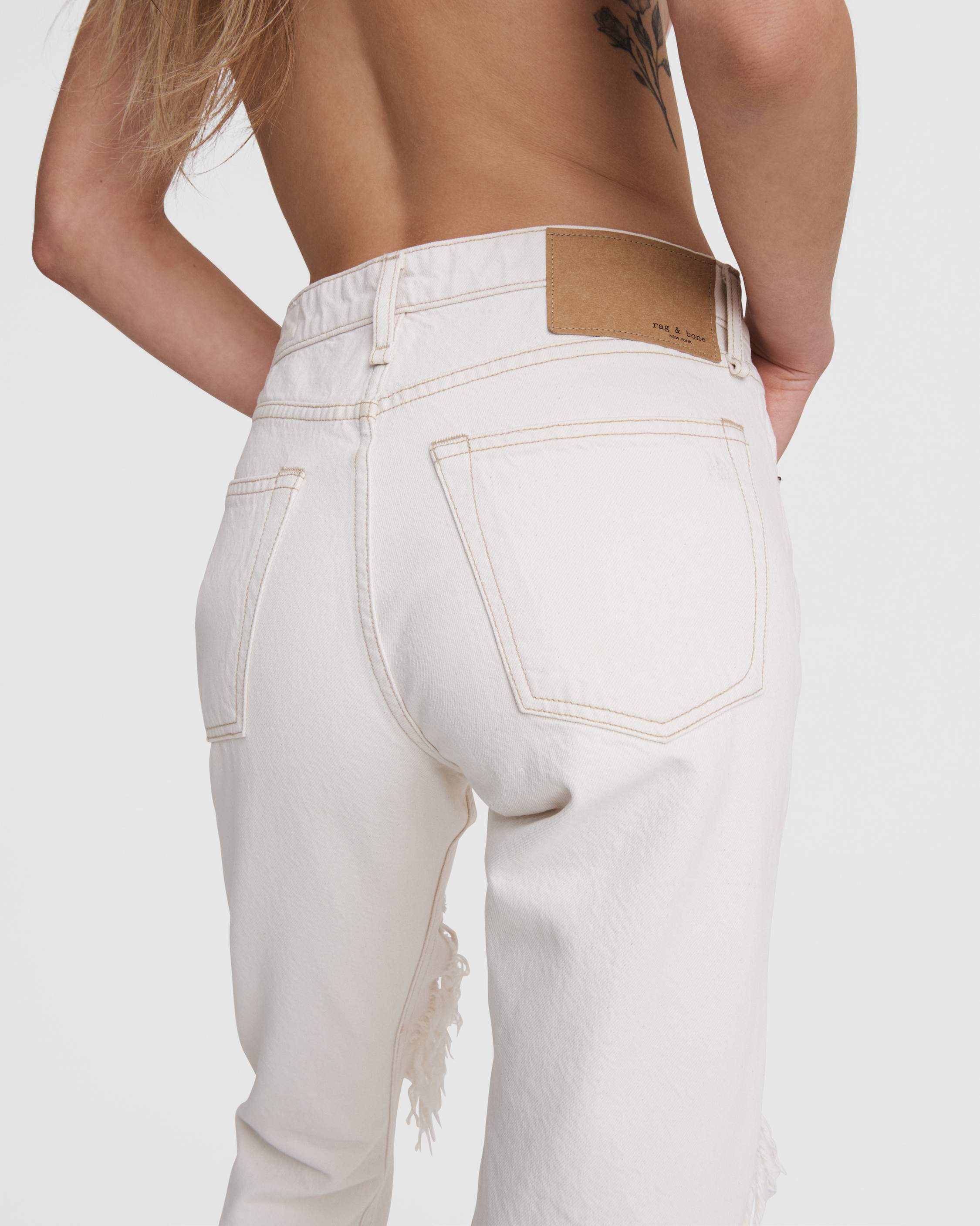 Rosa Mid Rise Boyfriend - Ecru by Rag & Bone — view 7
