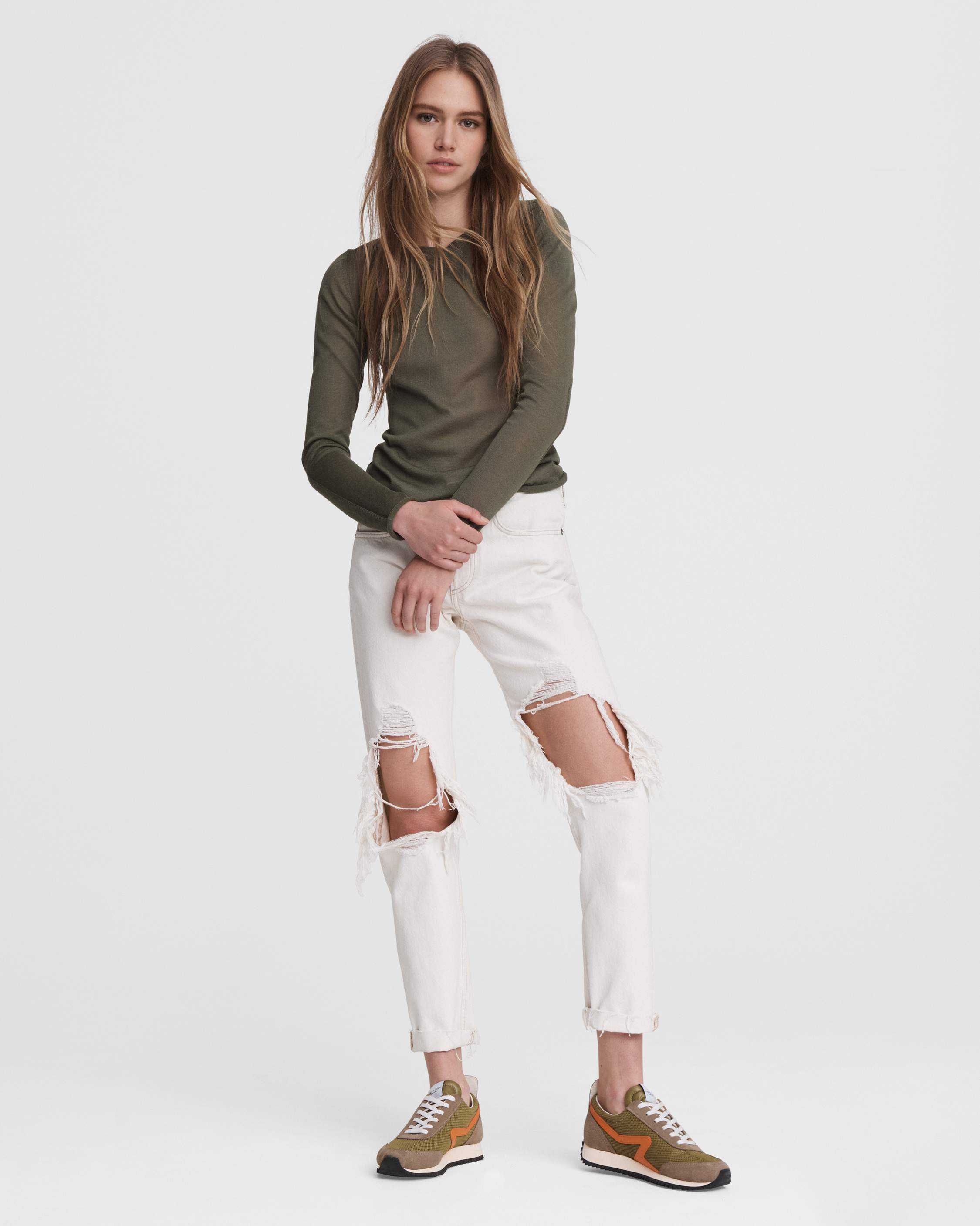 Rosa Mid Rise Boyfriend - Ecru by Rag & Bone — view 8