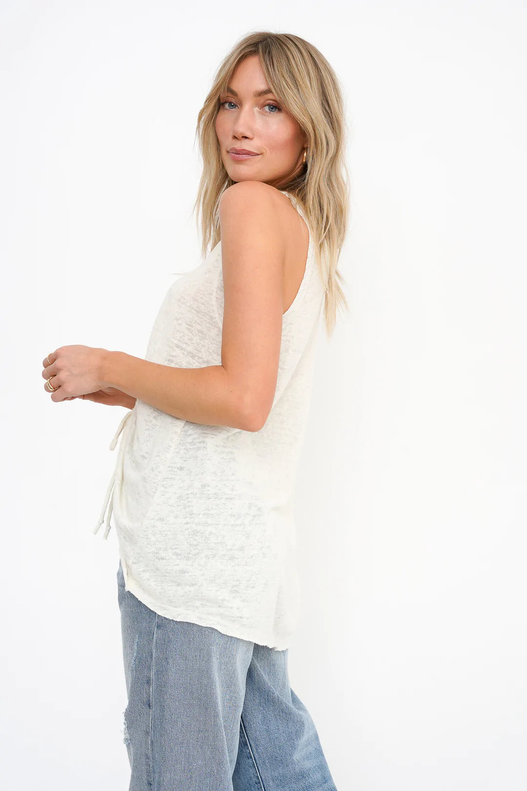 Cassie Ruched Tank - Egret by Project Social T — view 4