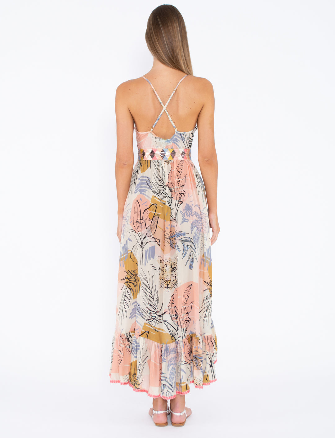 Elana Dress - Jungle Print Ruffle by Taj by Sabrina Crippa — view 3