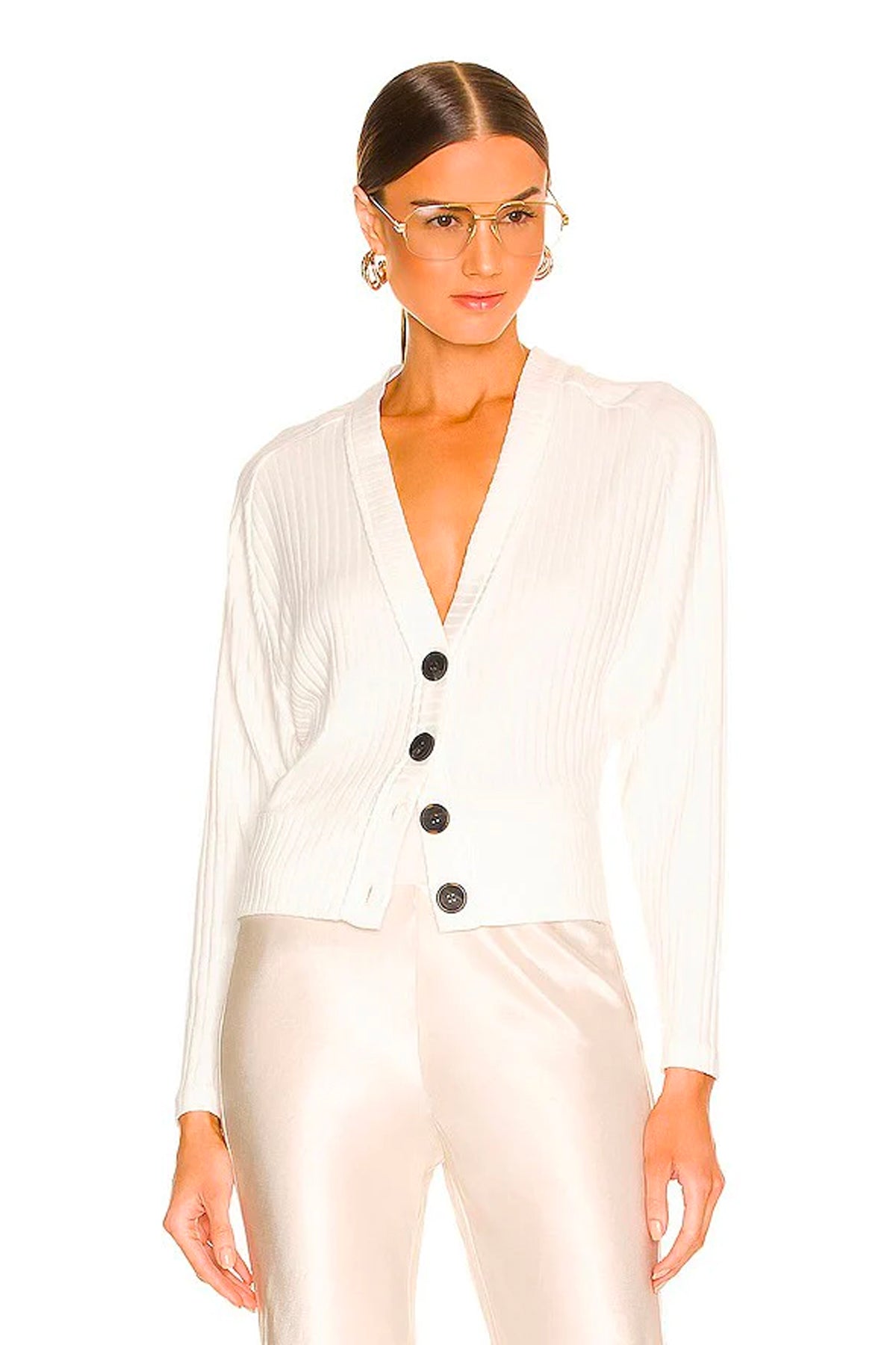 Crop Button Up Cardigan - Winter White by Enza Costa | 25 South Boutiques