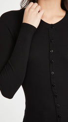 Silk Rib Fitted Cardigan - Black by Enza Costa — view 3