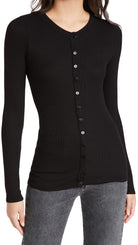 Silk Rib Fitted Cardigan - Black by Enza Costa — alternate view
