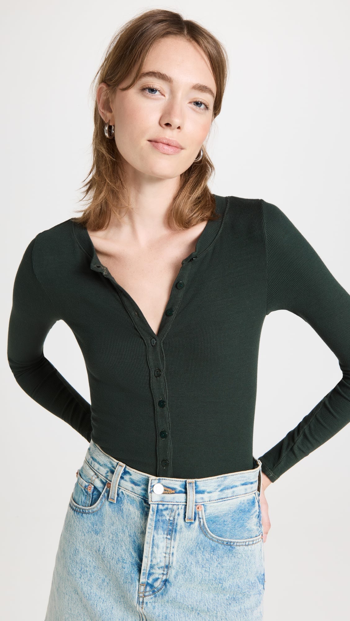 Silk Rib Fitted Cardigan - Dark Cedar by Enza Costa — alternate view
