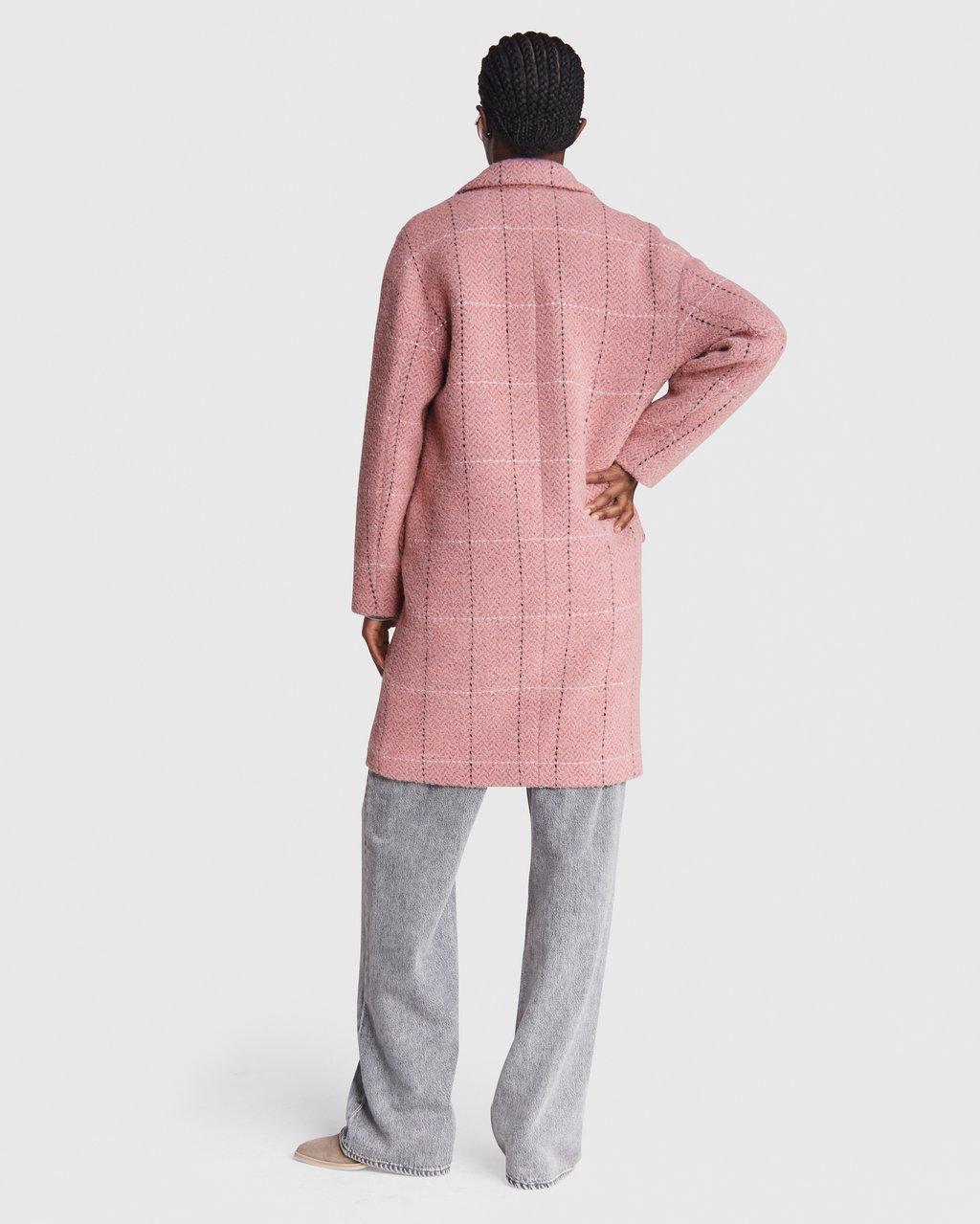 Estelle Cocoon Wool Blend Check Coat - Pink Multi by Rag & Bone — alternate view