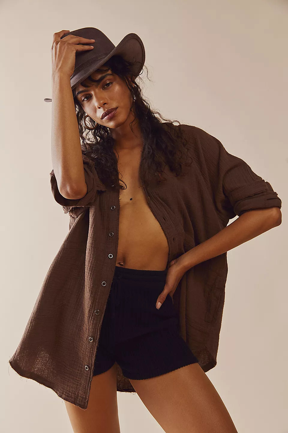 Summer Daydream Button Down - Espresso Martini by Free People | 25 South Boutiques