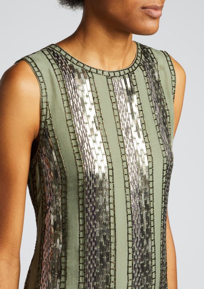 Esmarella Sequin Striped Dress - Green by Elie Tahari — view 3