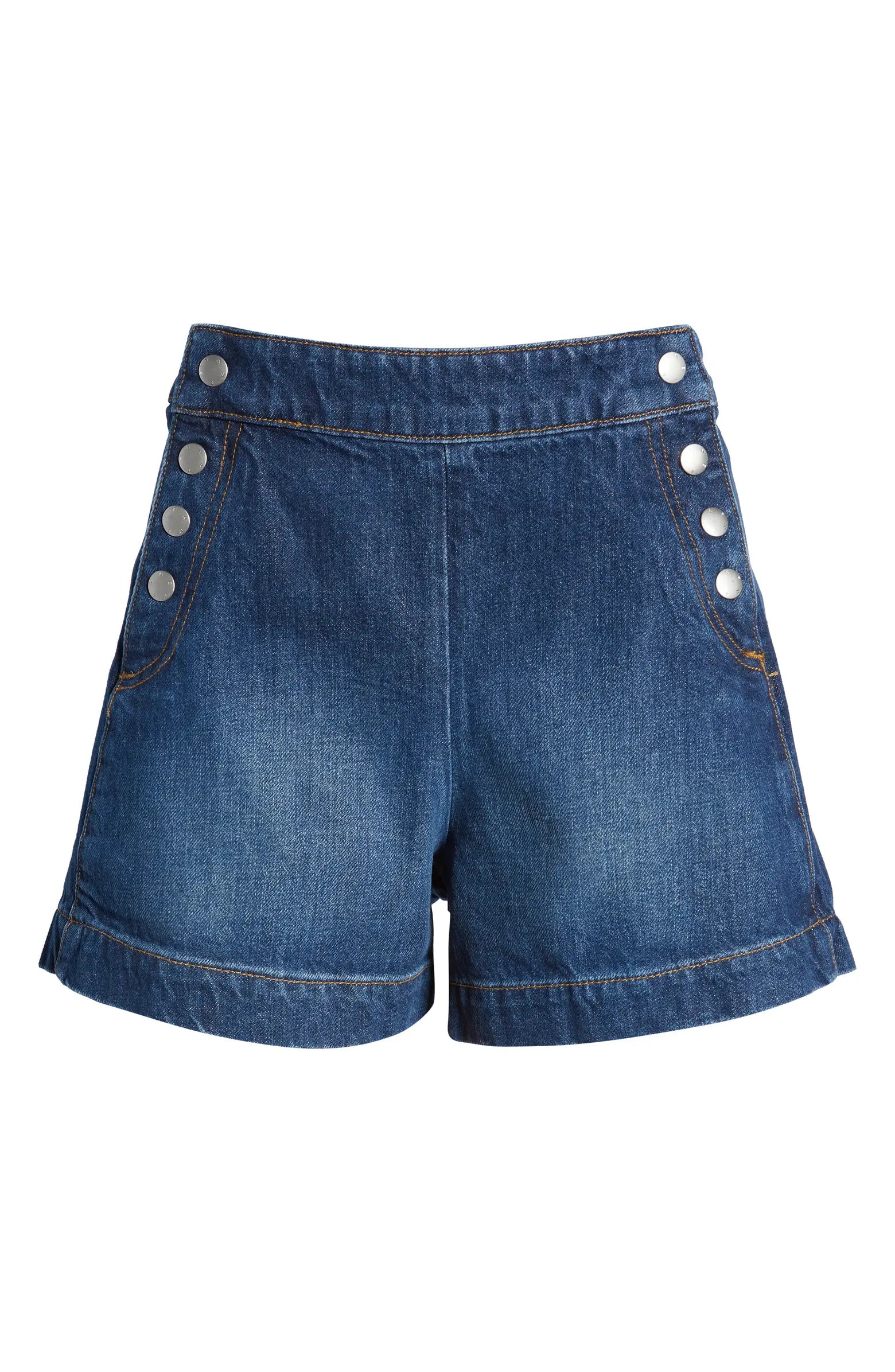 Sailor Snap Denim Shorts - Timeless by Frame — view 3