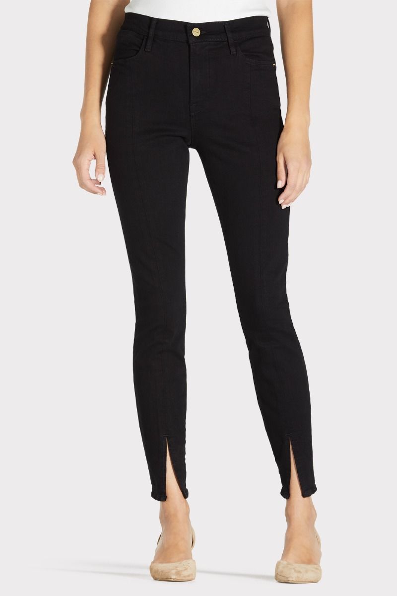Le High Skinny Front Split - Film Noir by Frame | 25 South Boutiques