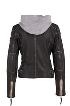 Finja Hooded Leather Jacket - Graphite by Mauritius — alternate view