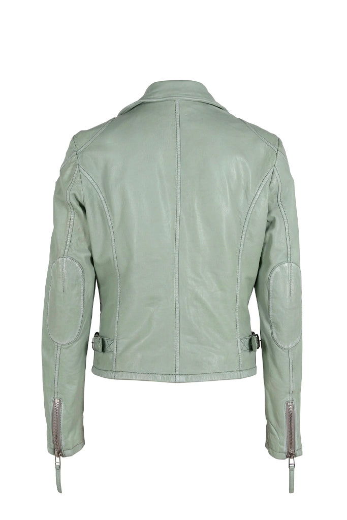 Sofia Leather Jacket - Frosty Green by Mauritius — view 6