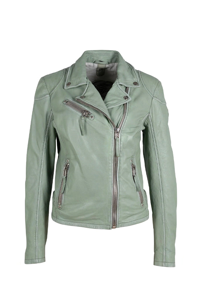 Sofia Leather Jacket - Frosty Green by Mauritius — view 5