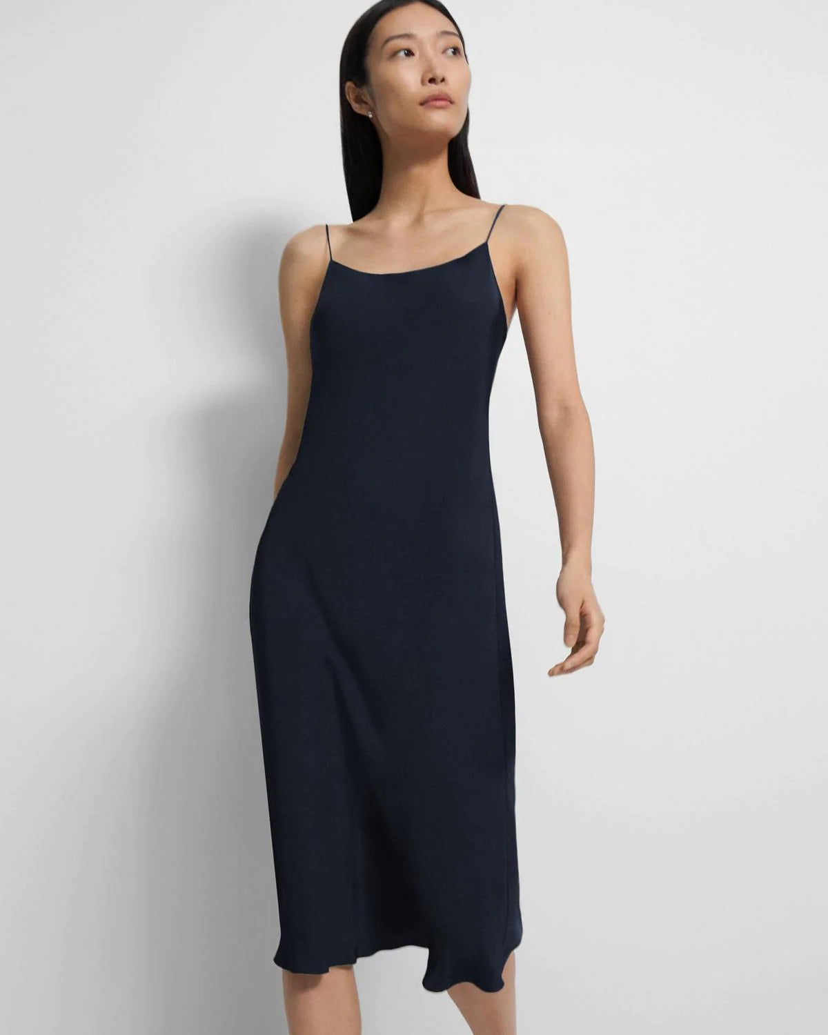 Washed Twill Smocked Slip Dress - Navy by Theory | 25 South Boutiques