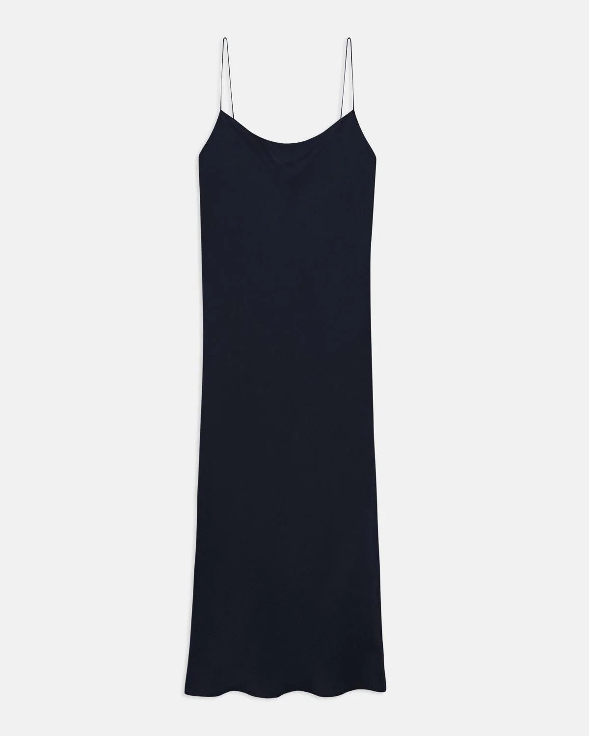 Washed Twill Smocked Slip Dress - Navy by Theory — view 5