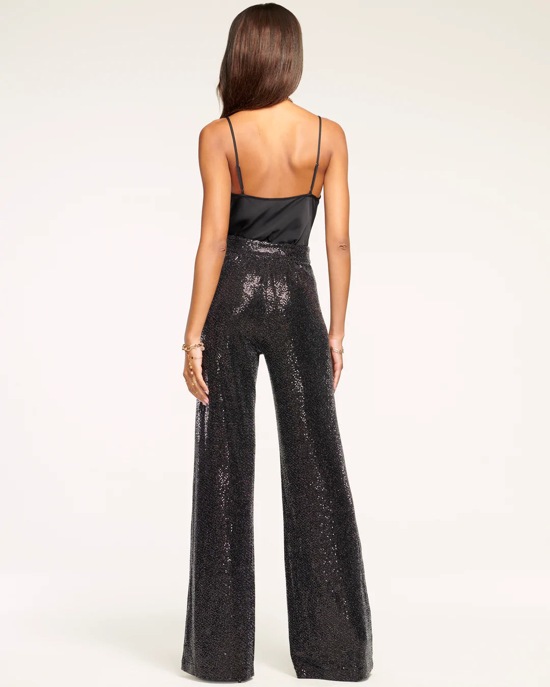 Gavin Sequin Wide Leg Pant - Black by Ramy Brook — view 4