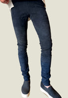 Goat Leather Suede Leggings - Blue Notte by Kristensen — alternate view