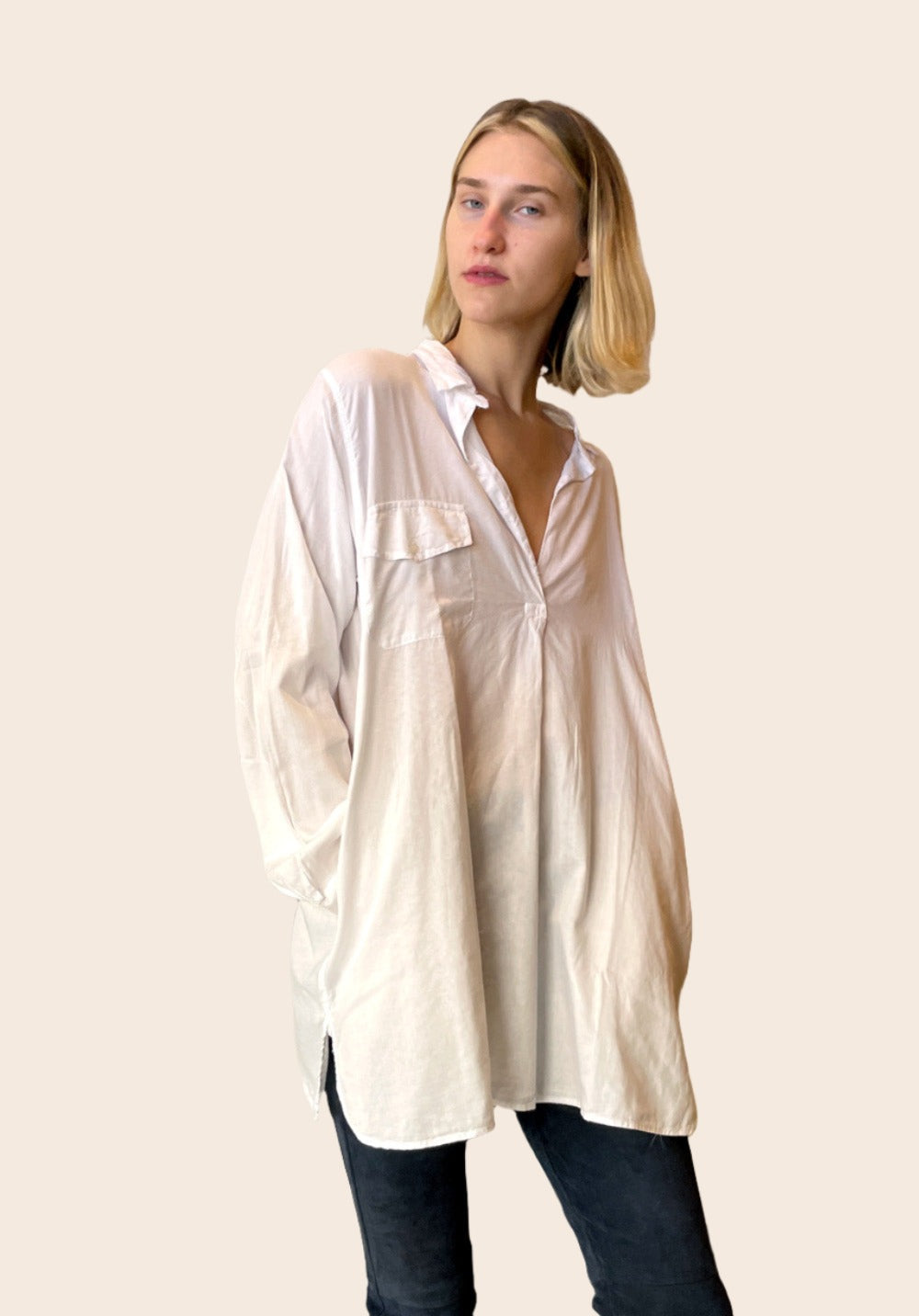 Oversized Blouse - White by Kristensen — view 5